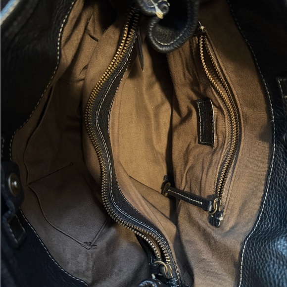 J. Crew Collection Brown Leather Shoulder Bag with Gold/Brass Accents - Picture 6 of 8